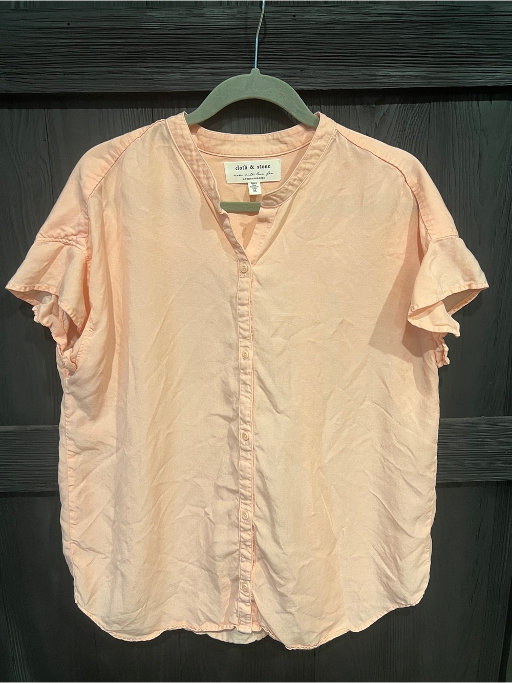 cloth & stone Light Peach Short-Sleeve Button-Down, XL